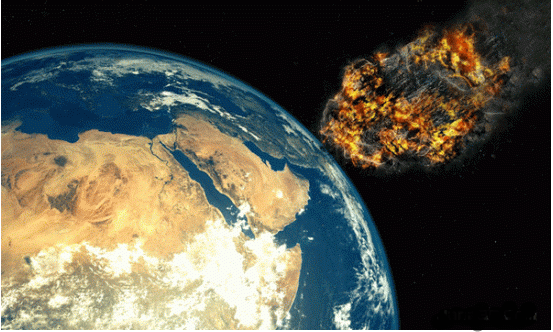 A huge asteroid came out of the earth